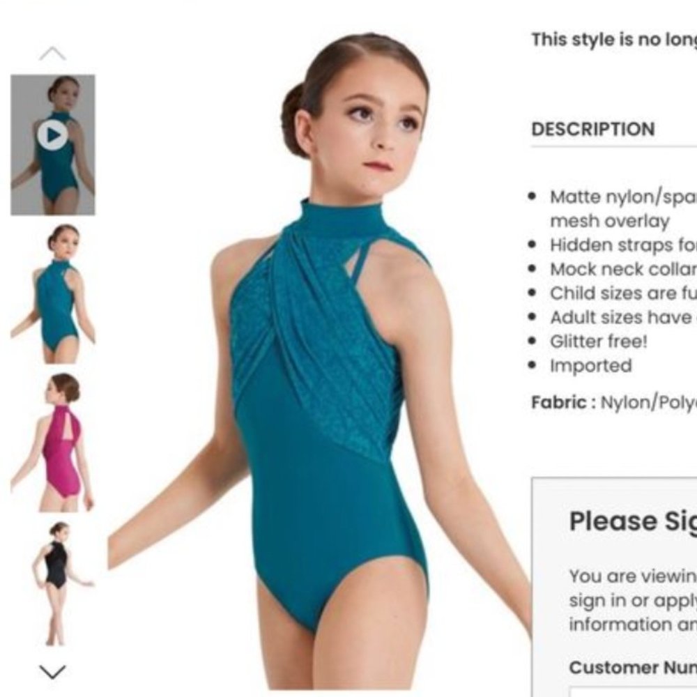 BALERA - Teal Flocked Mesh Wrap NWT Leotard Multiple Sizes